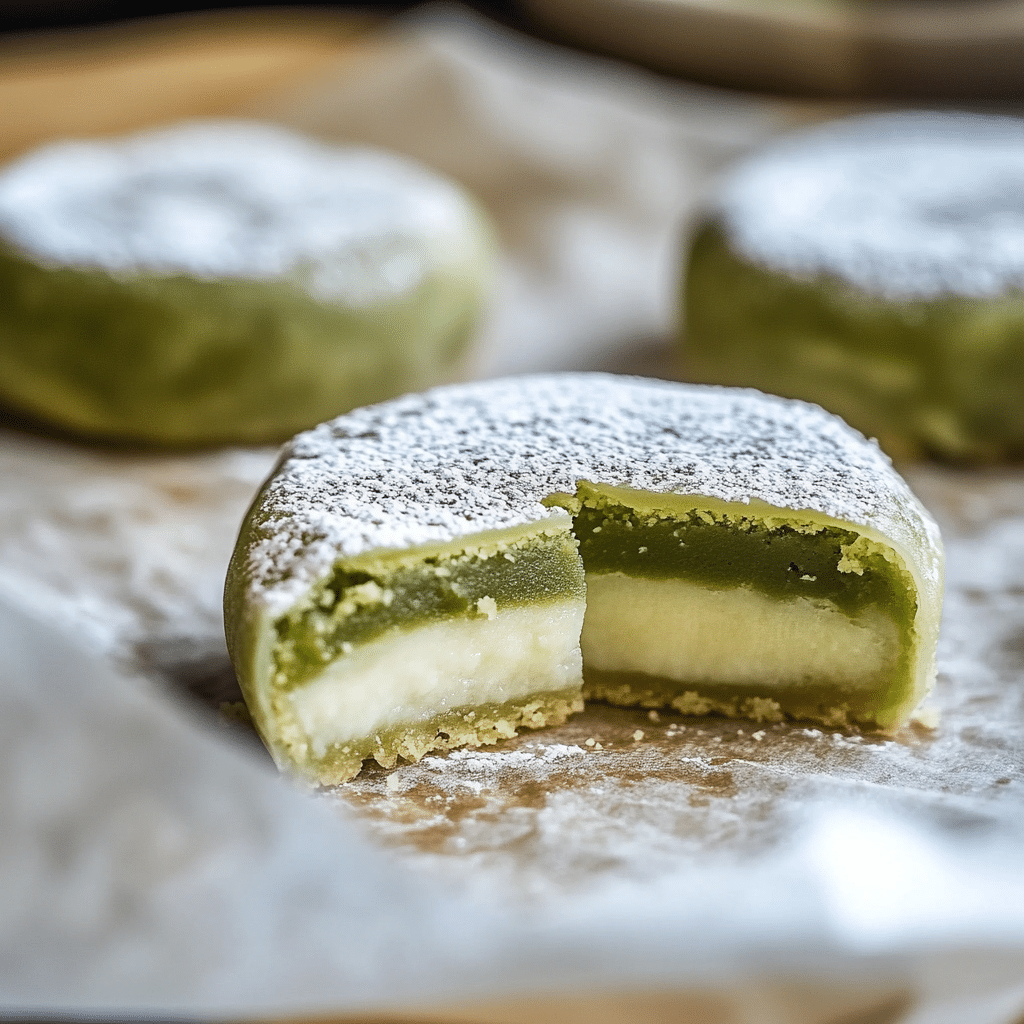chewy-matcha-mochi-cake Chewy texture of matcha white chocolate mochi cake