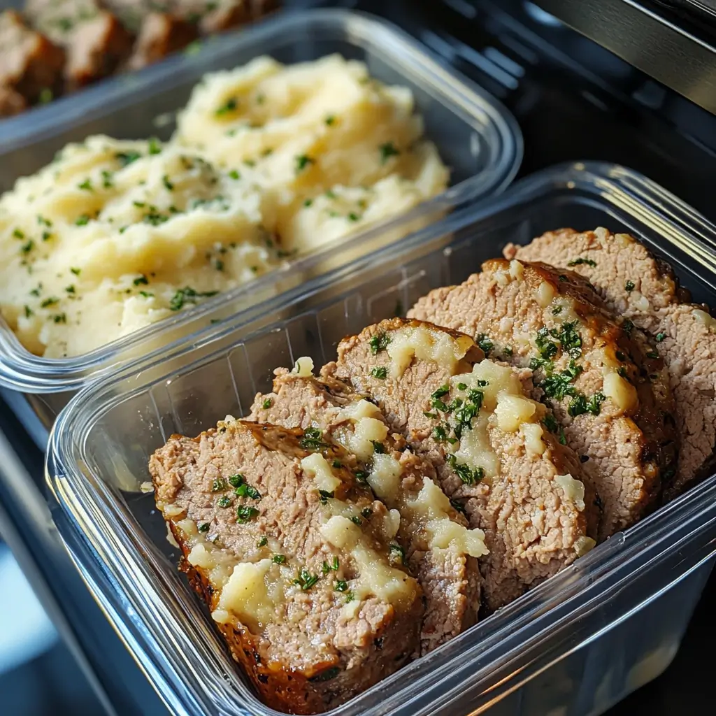 meatloaf_slices Storing meatloaf and mashed potatoes for meal prep