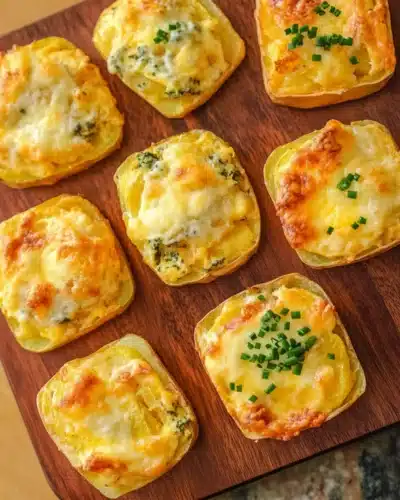 Freshly baked potato cheddar and chive bakes in a muffin tin