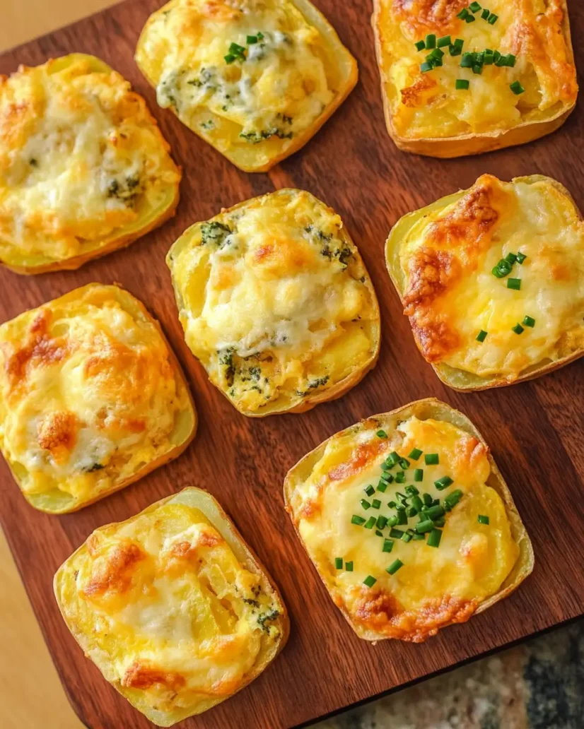 Freshly baked potato cheddar and chive bakes in a muffin tin