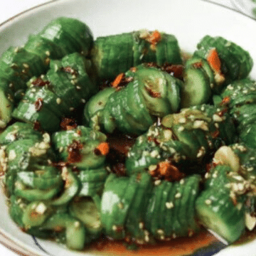 spicy Asian cucumber salad in bowl
