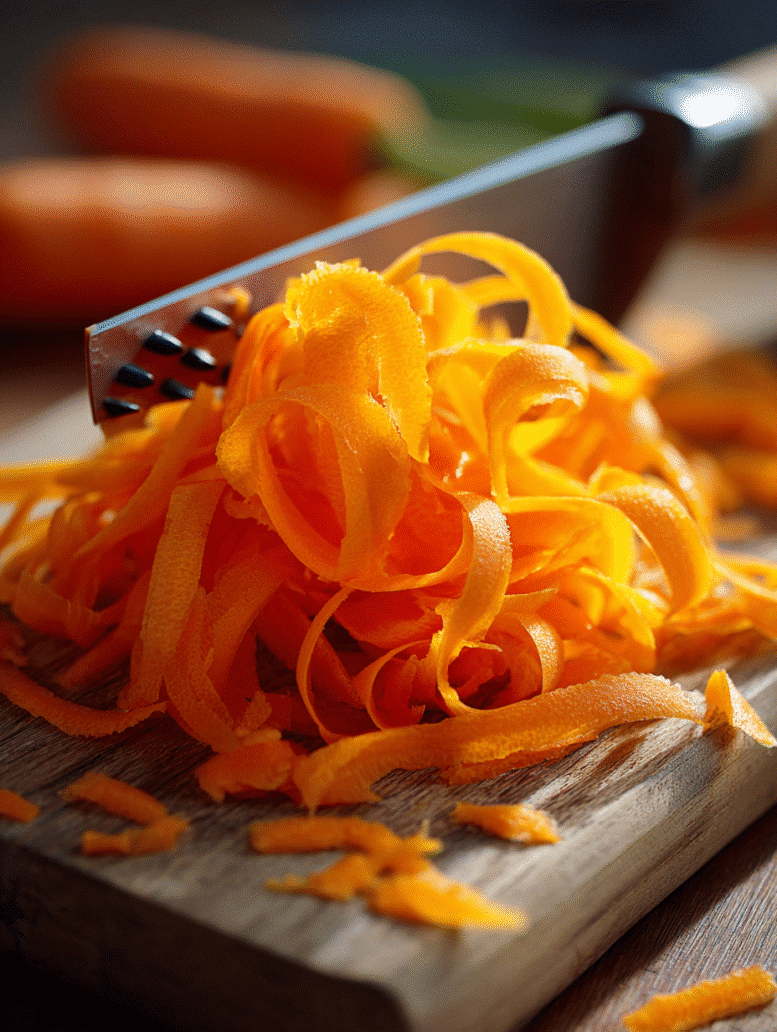 making carrot ribbons for retinol carrot salad recipe