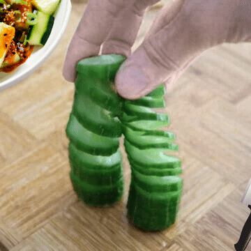 spiral cucumbers cut