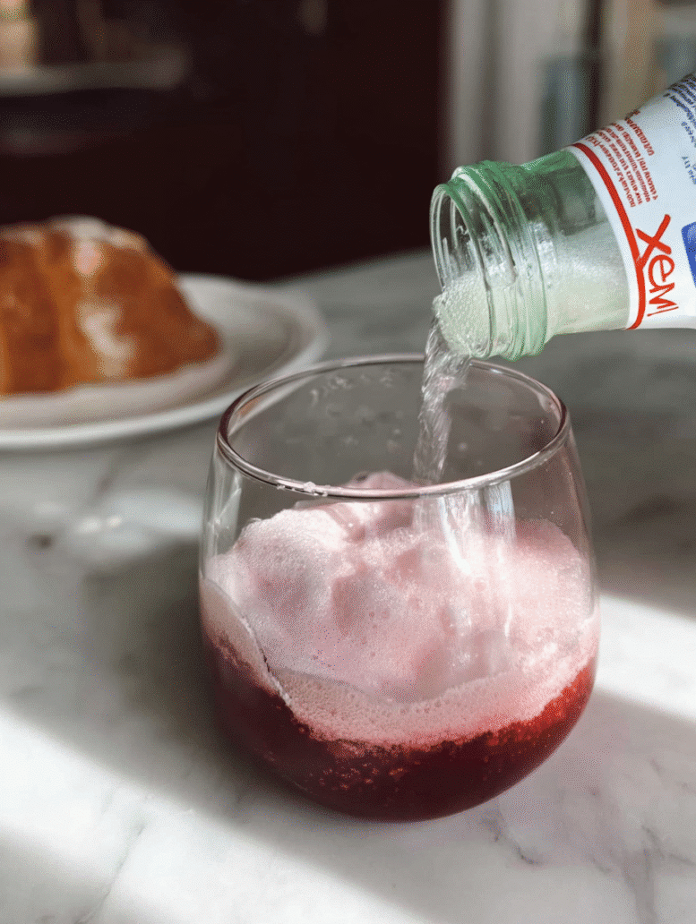 Sleepy Girl Mocktail addind sprink water