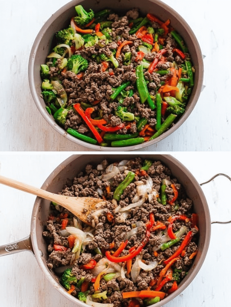 step by step Ground Beef Stir Fry