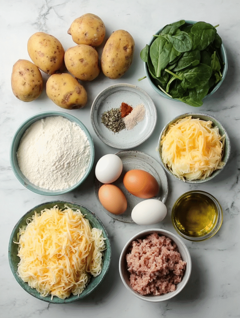 ingredients for stuffed mashed potato nests