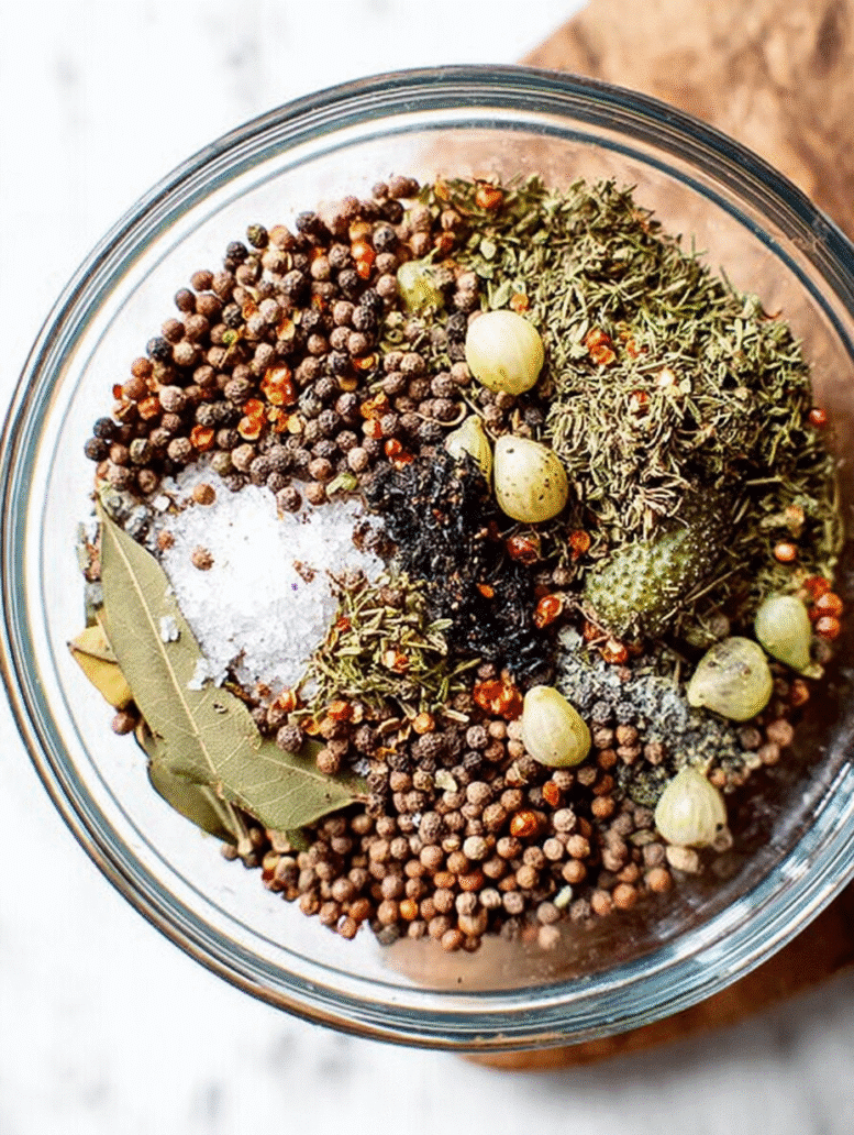 ingredients for spicy garlic dill pickles