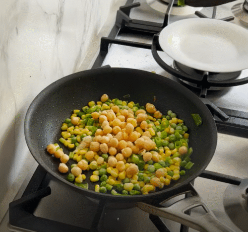 Sweet Corn and Peas Fried Rice step 2