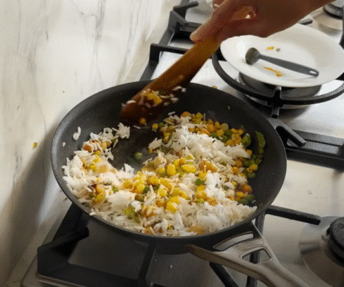 Sweet Corn and Peas Fried Rice step 4