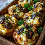stuffed mashed potato nests fresh out of oven